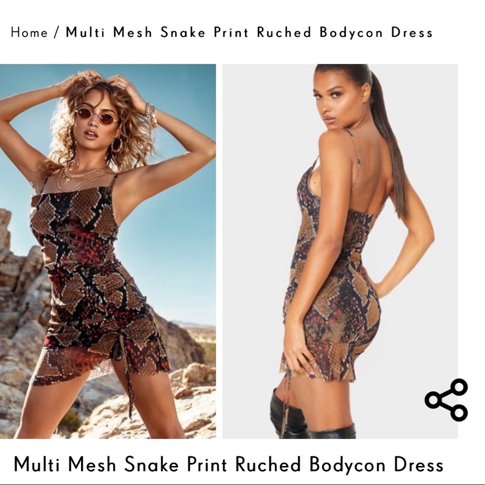Pretty Little Thing Snake Print Dress